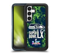 Head Case Designs Officially Licensed NFL Seahawks Marble 2026 Super Bowl LX Ultra-Armoured Shockproof Case [Military Grade Protection] Compatible With Samsung Galaxy S24 5G