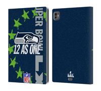 Head Case Designs Officially Licensed NFL Seahawks We are 12 2026 Super Bowl LX Leather Wallet Case Compatible With Apple iPad Pro 11 M4/M5 2024/2025