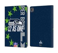 Head Case Designs Officially Licensed NFL Seahawks We are 12 2026 Super Bowl LX Leather Wallet Case Compatible With Apple iPad Pro 13 M4/M5 2024/2025