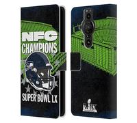 Head Case Designs Officially Licensed NFL Seattle NFC 2026 Super Bowl LX Champions Leather Wallet Case Compatible With Sony Xperia Pro-I