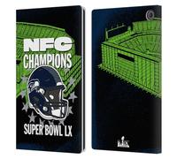 Head Case Designs Officially Licensed NFL Seattle NFC 2026 Super Bowl LX Champions Leather Wallet Case Compatible With Amazon Fire Max 11 2023