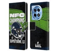 Head Case Designs Officially Licensed NFL Seattle NFC 2026 Super Bowl LX Champions Leather Wallet Case Compatible With OnePlus 12R