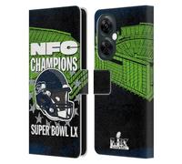 Head Case Designs Officially Licensed NFL Seattle NFC 2026 Super Bowl LX Champions Leather Wallet Case Compatible With OnePlus Nord N30