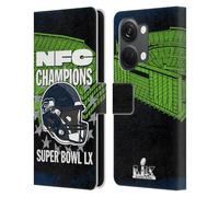 Head Case Designs Officially Licensed NFL Seattle NFC 2026 Super Bowl LX Champions Leather Wallet Case Compatible With OnePlus Nord 3 5G