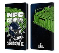 Head Case Designs Officially Licensed NFL Seattle NFC 2026 Super Bowl LX Champions Leather Wallet Case Compatible With Amazon Fire 7 2022
