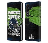 Head Case Designs Officially Licensed NFL Seattle NFC 2026 Super Bowl LX Champions Leather Wallet Case Compatible With Sony Xperia 1 VI 5G