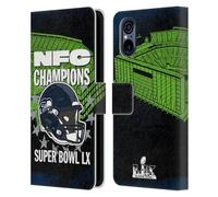 Head Case Designs Officially Licensed NFL Seattle NFC 2026 Super Bowl LX Champions Leather Wallet Case Compatible With Sony Xperia 5 V 5G