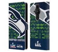 Head Case Designs Officially Licensed NFL Seattle Oversized 2026 Super Bowl LX Champions Leather Wallet Case Compatible With Sony Xperia Pro-I