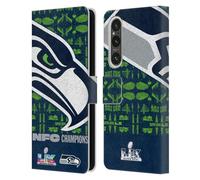 Head Case Designs Officially Licensed NFL Seattle Oversized 2026 Super Bowl LX Champions Leather Wallet Case Compatible With Sony Xperia 1 V 5G