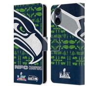 Head Case Designs Officially Licensed NFL Seattle Oversized 2026 Super Bowl LX Champions Leather Wallet Case Compatible With Sony Xperia 5 V 5G