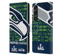 Head Case Designs Officially Licensed NFL Seattle Oversized 2026 Super Bowl LX Champions Leather Wallet Case Compatible With Sony Xperia 1 VI 5G