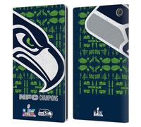 Head Case Designs Officially Licensed NFL Seattle Oversized 2026 Super Bowl LX Champions Leather Wallet Case Compatible With Amazon Fire Max 11 2023