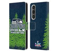 Head Case Designs Officially Licensed NFL Seattle Seahawks 2026 Super Bowl LX Champions Leather Wallet Case Compatible With Sony Xperia 1 V 5G