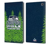 Head Case Designs Officially Licensed NFL Seattle Seahawks 2026 Super Bowl LX Champions Leather Wallet Case Compatible With Amazon Fire Max 11 2023