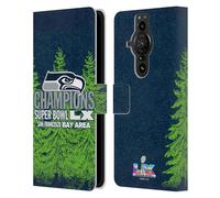 Head Case Designs Officially Licensed NFL Seattle Seahawks 2026 Super Bowl LX Champions Leather Wallet Case Compatible With Sony Xperia Pro-I