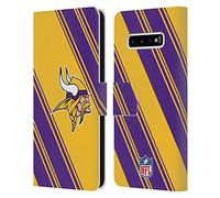 Head Case Designs Officially Licensed NFL Stripes Minnesota Vikings Artwork Leather Wallet Case Compatible With Samsung Galaxy S10+ / S10 Plus