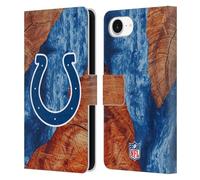 Head Case Designs Officially Licensed NFL Wood Resin Print Indianapolis Colts Art Leather Wallet Case Compatible With Apple iPhone 16e