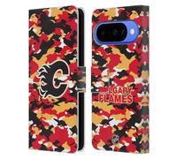 Head Case Designs Officially Licensed NHL Camouflage Calgary Flames Leather Wallet Case Compatible With Google Pixel 10