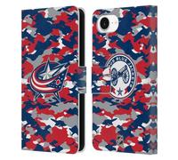 Head Case Designs Officially Licensed NHL Camouflage Columbus Blue Jackets Leather Wallet Case Compatible With Apple iPhone 16e