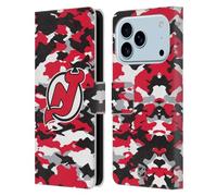 Head Case Designs Officially Licensed NHL Camouflage New Jersey Devils Leather Wallet Case Compatible With Apple iPhone 17 Pro