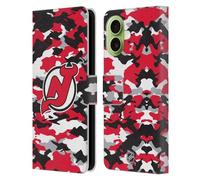 Head Case Designs Officially Licensed NHL Camouflage New Jersey Devils Leather Wallet Case Compatible With Apple iPhone 17
