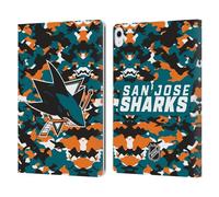 Head Case Designs Officially Licensed NHL Camouflage San Jose Sharks Leather Wallet Case Compatible With Apple iPad Air 13 2024/2025