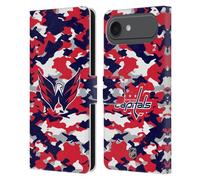 Head Case Designs Officially Licensed NHL Camouflage Washington Capitals Leather Wallet Case Compatible With Apple iPhone 17 Air