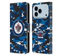 Head Case Designs Officially Licensed NHL Camouflage Winnipeg Jets Leather Wallet Case Compatible With Apple iPhone 17 Pro