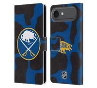 Head Case Designs Officially Licensed NHL Cow Pattern Buffalo Sabres Leather Wallet Case Compatible With Apple iPhone 17 Air