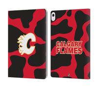 Head Case Designs Officially Licensed NHL Cow Pattern Calgary Flames Leather Wallet Case Compatible With Apple iPad Air 13 2024/2025