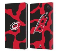 Head Case Designs Officially Licensed NHL Cow Pattern Carolina Hurricanes Leather Wallet Case Compatible With Amazon Fire 7 2022