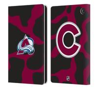 Head Case Designs Officially Licensed NHL Cow Pattern Colorado Avalanche Leather Wallet Case Compatible With Amazon Fire 7 2022