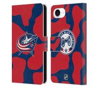 Head Case Designs Officially Licensed NHL Cow Pattern Columbus Blue Jackets Leather Wallet Case Compatible With Apple iPhone 16e