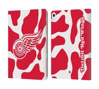 Head Case Designs Officially Licensed NHL Cow Pattern Detroit Red Wings Leather Wallet Case Compatible With Apple iPad Air 13 2024/2025