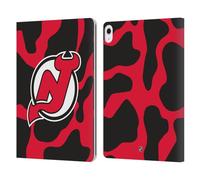 Head Case Designs Officially Licensed NHL Cow Pattern New Jersey Devils Leather Wallet Case Compatible With Apple iPad Air 13 2024/2025