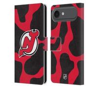 Head Case Designs Officially Licensed NHL Cow Pattern New Jersey Devils Leather Wallet Case Compatible With Apple iPhone 17 Air