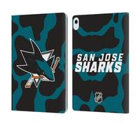 Head Case Designs Officially Licensed NHL Cow Pattern San Jose Sharks Leather Wallet Case Compatible With Apple iPad Air 13 2024/2025