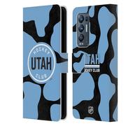Head Case Designs Officially Licensed NHL Cow Pattern Utah Mammoth Leather Wallet Case Compatible With Find X3 Neo / Reno5 Pro+ 5G