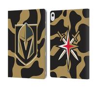 Head Case Designs Officially Licensed NHL Cow Pattern Vegas Golden Knights Leather Wallet Case Compatible With Apple iPad Air 13 2024/2025