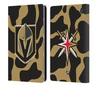 Head Case Designs Officially Licensed NHL Cow Pattern Vegas Golden Knights Leather Wallet Case Compatible With Amazon Fire 7 2022