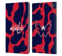 Head Case Designs Officially Licensed NHL Cow Pattern Washington Capitals Leather Wallet Case Compatible With Amazon Fire Max 11 2023