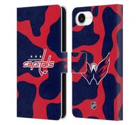 Head Case Designs Officially Licensed NHL Cow Pattern Washington Capitals Leather Wallet Case Compatible With Apple iPhone 16e