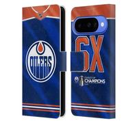 Head Case Designs Officially Licensed NHL Edmonton Oilers Jersey 2024 Stanley Cup Champions Leather Wallet Case Compatible With Google Pixel 10
