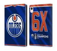 Head Case Designs Officially Licensed NHL Edmonton Oilers Jersey 2024 Stanley Cup Champions Leather Wallet Case Compatible With Apple iPad mini (2021/2024)