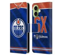 Head Case Designs Officially Licensed NHL Edmonton Oilers Jersey 2024 Stanley Cup Champions Leather Wallet Case Compatible With Apple iPhone 17