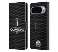 Head Case Designs Officially Licensed NHL Edmonton Oilers Puck Pattern 2024 Stanley Cup Champions Leather Wallet Case Compatible With Google Pixel 10 Pro XL