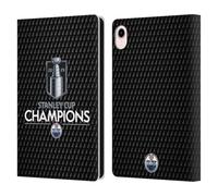 Head Case Designs Officially Licensed NHL Edmonton Oilers Puck Pattern 2024 Stanley Cup Champions Leather Wallet Case Compatible With Apple iPad mini (2021/2024)