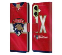 Head Case Designs Officially Licensed NHL Florida Panthers Jersey 2024 Stanley Cup Champions Leather Wallet Case Compatible With Apple iPhone 17