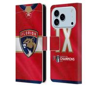 Head Case Designs Officially Licensed NHL Florida Panthers Jersey 2024 Stanley Cup Champions Leather Wallet Case Compatible With Apple iPhone 17 Pro