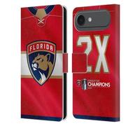 Head Case Designs Officially Licensed NHL Florida Panthers Jersey 2025 Stanley Cup Champions Leather Wallet Case Compatible With Apple iPhone 17 Air